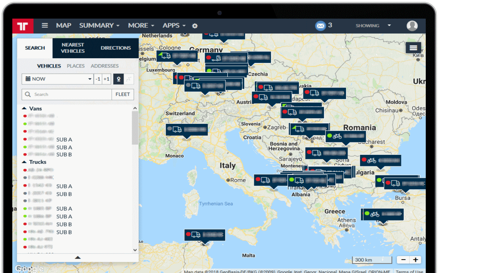 Frotcom -  multi-fleet management view