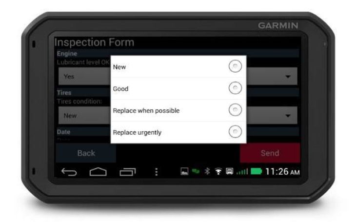 Garmin fleet 700 mobile workforce management inspection form