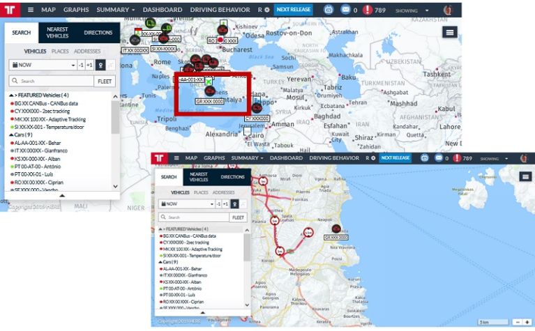 Select an area to zoom in on the Frotcom map